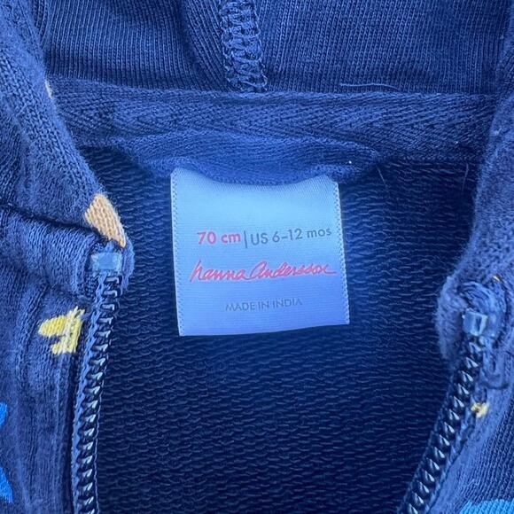 Hanna Andersson Baby Navy Blue Fun Creatures‎ Zip Up Hoodie 6-12 Months - Picture 5 of 6